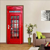 Aperturee - Aperturee London Red Phone Booth Mural Door Cover For Decor